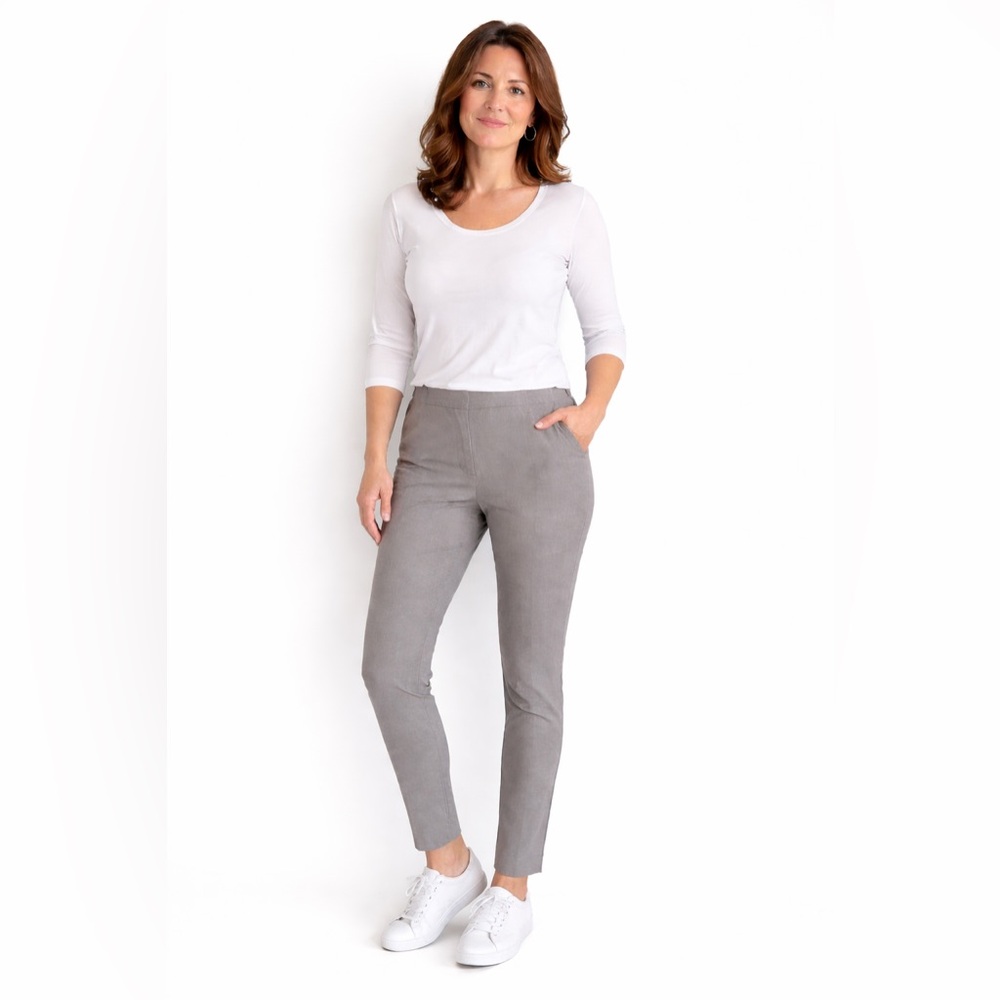 J Jill Gray Ponte Slim Leg Ankle Pants Medium Tall Classic Casual Cropped